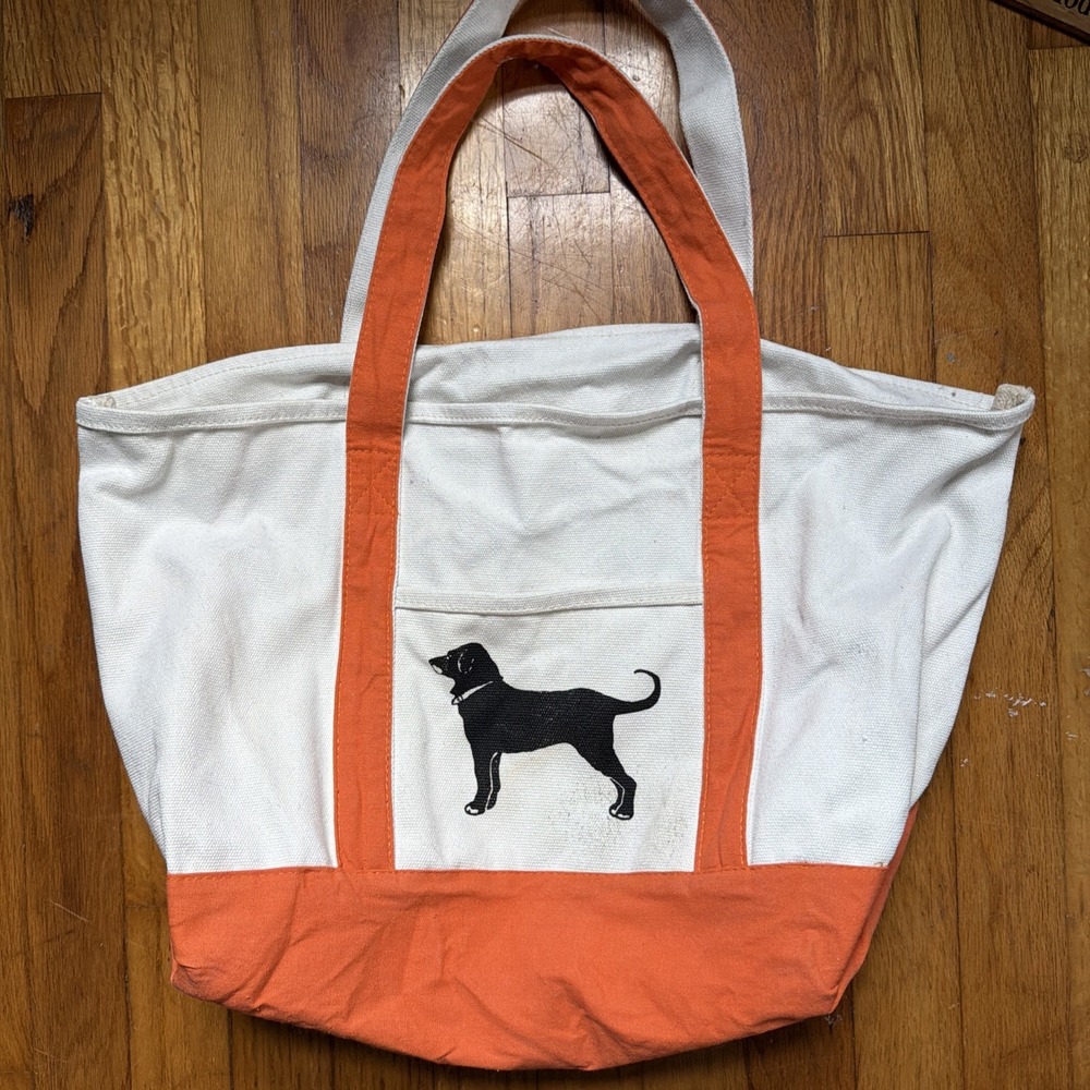 The Black Dog Canvas Bag Orange Trim Martha's Vineyard Shopping Tote Coastal Lab